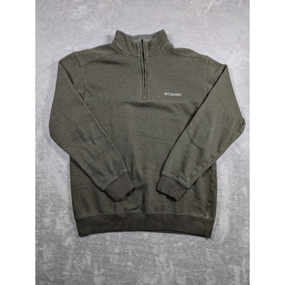 Columbia Sweater Mens Size Medium Pine Green Quarter Zip Outdoor Casual Hiking